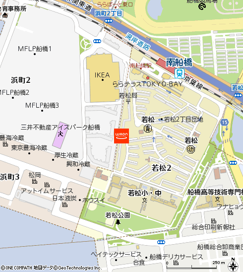 アコレ船橋若松2丁目店付近の地図